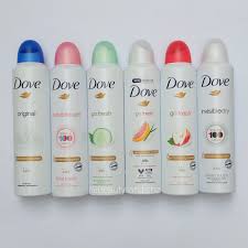 Dove deo spray pomegranate, 150ml Dove Antiperspirant Deodorant Sprays, primarily from the Go Fresh and Nourishing Secrets lines or providing long-lasting protection (up to 48 or 72 hours.