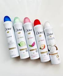 Dove deo spray pomegranate, 150ml Dove Antiperspirant Deodorant Sprays, primarily from the Go Fresh and Nourishing Secrets lines or providing long-lasting protection (up to 48 or 72 hours.