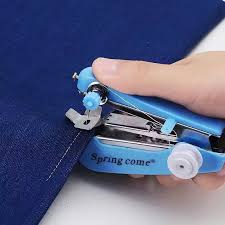 Mini Manual Handheld Sewing Machine Portable Stitching Tool for Travel and Quick Repairs suitable for standard fabrics like clothing and curtains but may not adequate for heavy-duty materials complex.