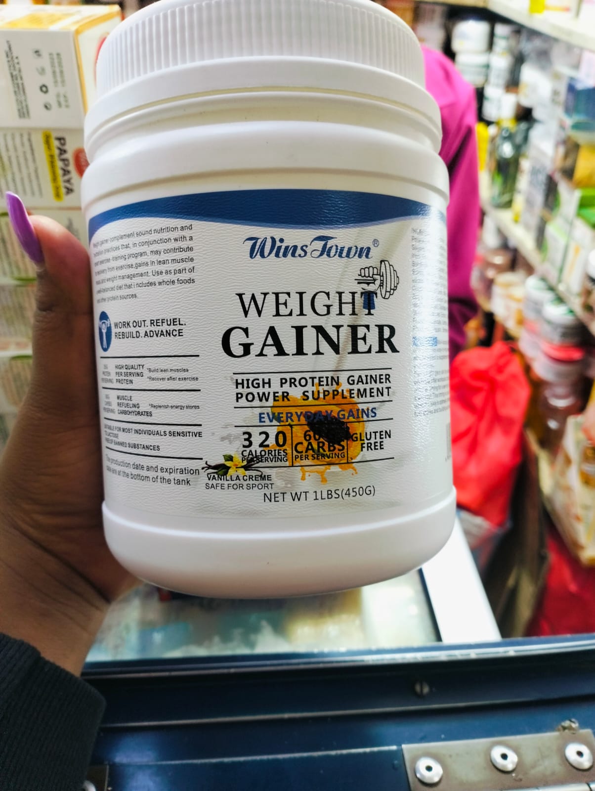 Wins Town Weight Gainer and Muscle Builder Supplement Protein Powder Supports Muscle Growth, Promotes Weight Gain, Boosts Energy.