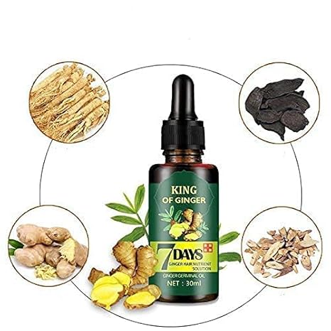 7 Days Natural Organic Hair Regrowth Ginger Oil, Healthy Strong Thick Hair Falling Anti Hair Loss Solution Baldness Treatment Hair Care Repair Hair Growth Serum Spray For Men And Women