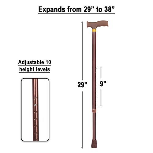 ✔️NEW DESIGN✔️Walking Stick Height Adjustable.. It has an elegant look and a durable design. Made up of light weight and sturdy anodized aluminium construction. With a push button, length can be adjus