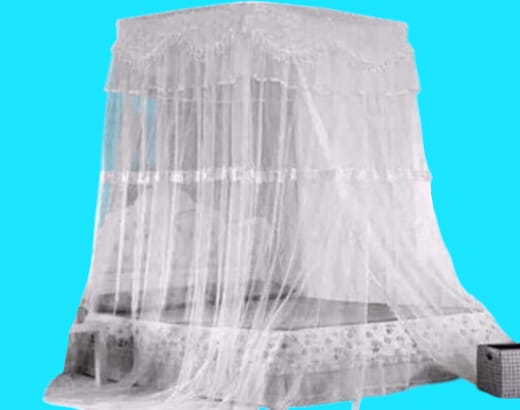 Mosquito Net For Double Decker| Top Square Double Decker Mosquito Net – Bunk Bed Full Coverage Net (White, Pink, Cream & Purple), Elegant square top design for spacious and comfortable sleeping space.