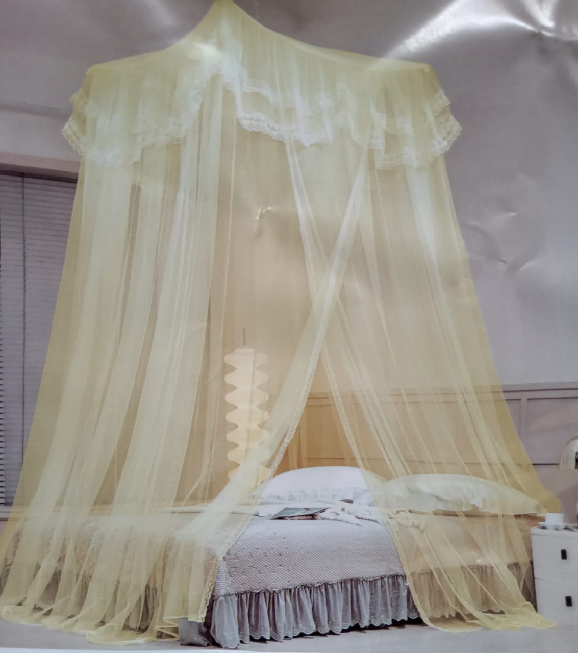 Mosquito Net For Double Decker| Top Square Double Decker Mosquito Net – Bunk Bed Full Coverage Net (White, Pink, Cream & Purple), Elegant square top design for spacious and comfortable sleeping space.