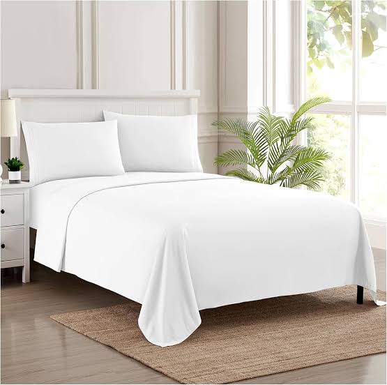 WHITE BEDSHEETS| Giga White Plain 4-Piece Bedsheet Set 5×6 – 2 Flat Bedsheets + 2 Pillowcases, Shop today and enjoy fresh, crisp and comfortable sleep every night.