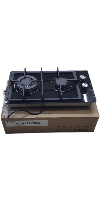 Haier Glass Inbuilt 2‑Burner Hob Cooker with Wok Burner - 2‑burner hob with powerful wok burner for versatile cooking, Stylish tempered glass surface for easy cleaning.