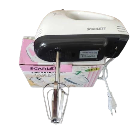 Scarlet Hand Mixer – Powerful & Compact,  Powerful motor for smooth and fast mixing, Multiple speed settings for precise control,  Ideal for baking, whipping, and cooking.