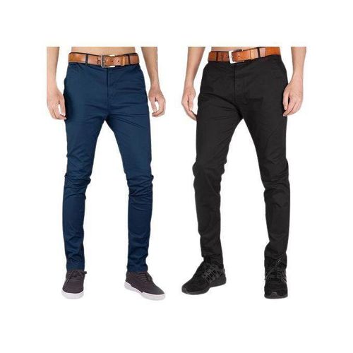 CLEARANCE OFFER 2Pack, Soft Khaki Men's Trouser Slim Fit Official Casual- Navy Blue &Black