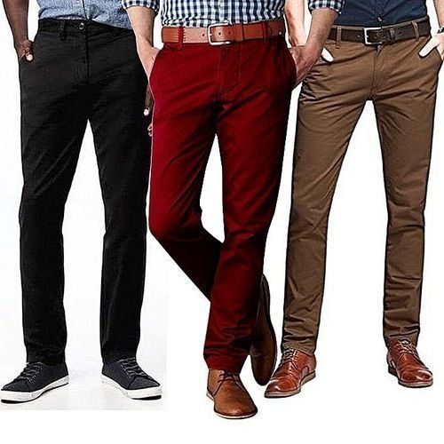 CLEARANCE OFFER 3 Pack Khaki Trousers-Black , Brown & Maroon