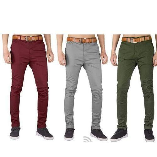 CLEARANCE OFFER 3-Pack Men's Slim Fit Soft Khaki Trousers - Maroon, Grey And Green - Official And Casual Wear