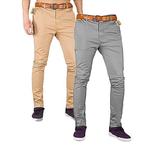 CLEARANCE OFFER 2 Soft Khaki Men's Trouser Stretch Slim Fit Casual- Beige & Light Grey