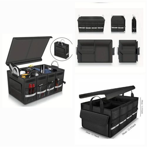 CLEARANCE OFFER Heavy Duty Car Boot Organizer with Lid – Collapsible Storage Box for Trunk Tools & Groceries