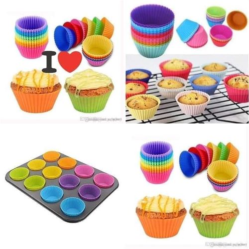 CLEARANCE OFFER 12pcs Silicone Reusable CUP CAKE MOLDS