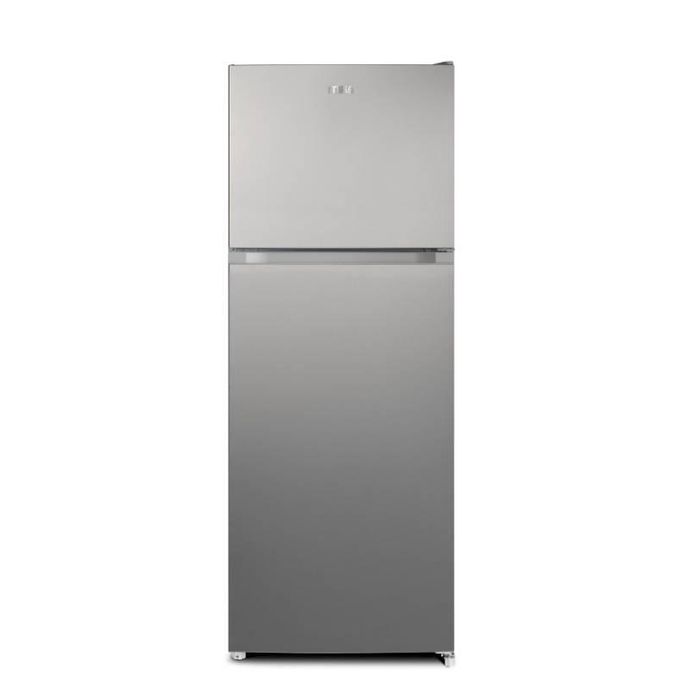 MIKA Fridge, 138L, 2 Door Top Mount Freezer, Defrost (Direct Cool), Line Silver, with Cool Pack