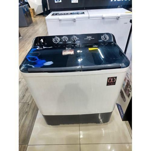 Haier 10 Kgs Twin Tub Semi Automatic Washing Machine - Air Dry, Transparent Lid, Control Knob
