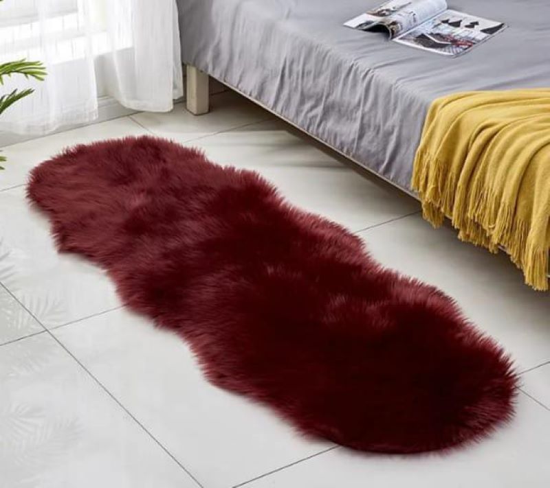 Faux fur rug, soft faux fleece rugs, luxurious rug area carpet, small cute circle faux fur sheepskin shaggy chair cover pad, plush rugs for dorm living room