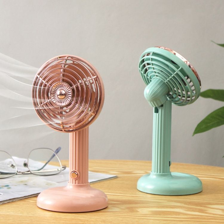 Retro Handheld & Desktop Rotatable Fan | Portable USB-Charging, Silent Cooling