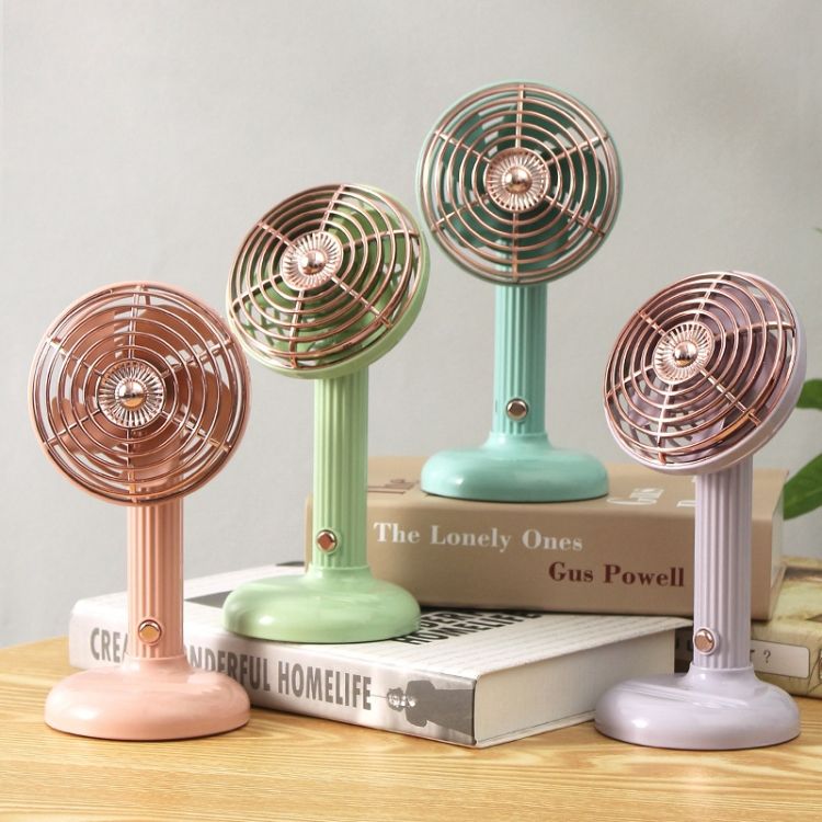 Retro Handheld & Desktop Rotatable Fan | Portable USB-Charging, Silent Cooling