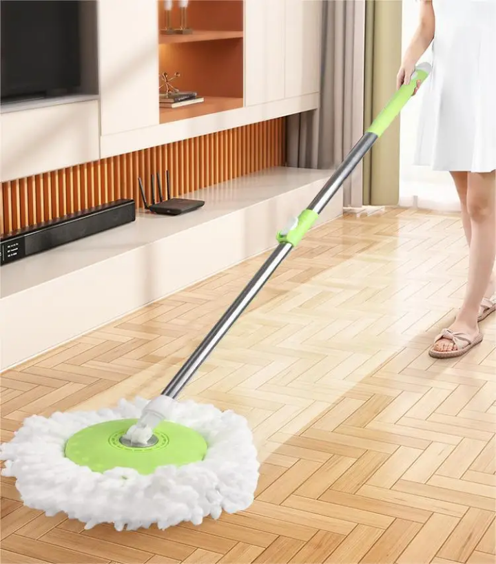 Spinning mop cleaning mop easy to use self drying mop 360° spinning microfiber mop for faster, tireless and easy cleaning floor Washing with bucket and adjustable height of the mob to safe back strain