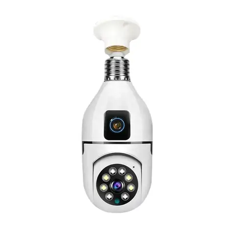 CCTV BULB CAMERA Dual Lens PTZ Bulb Camera 360° 1080P with Motion Tracking, Night Vision Two-Way Audio,