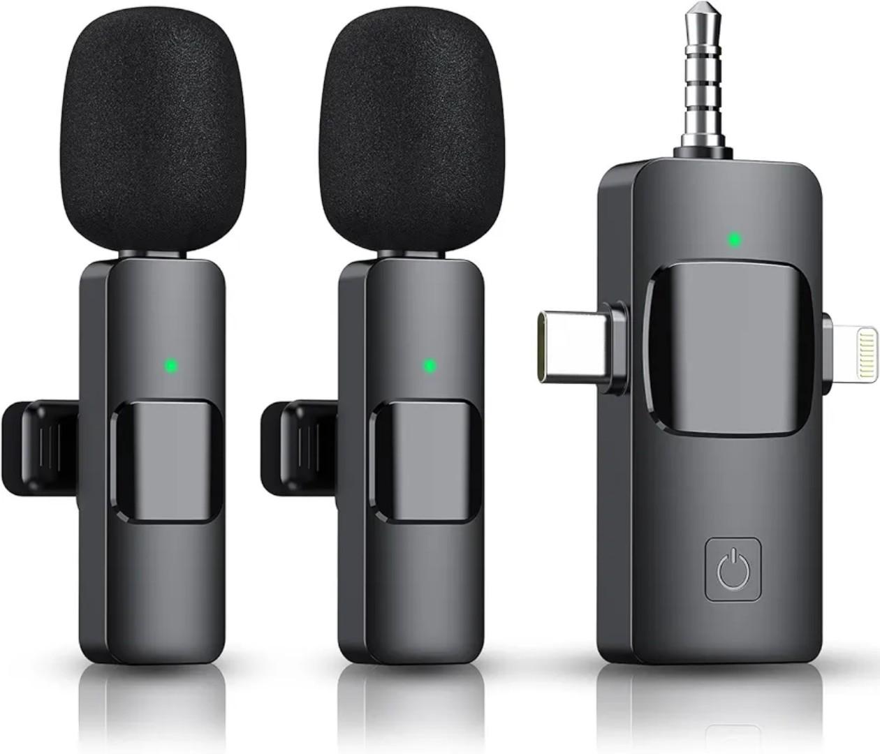 Wireless microphone lapel wireless microphone dual wireless microphones live streaming, TikTok podcast YouTubers wireless microphone for iphone, type C, normal android and camera