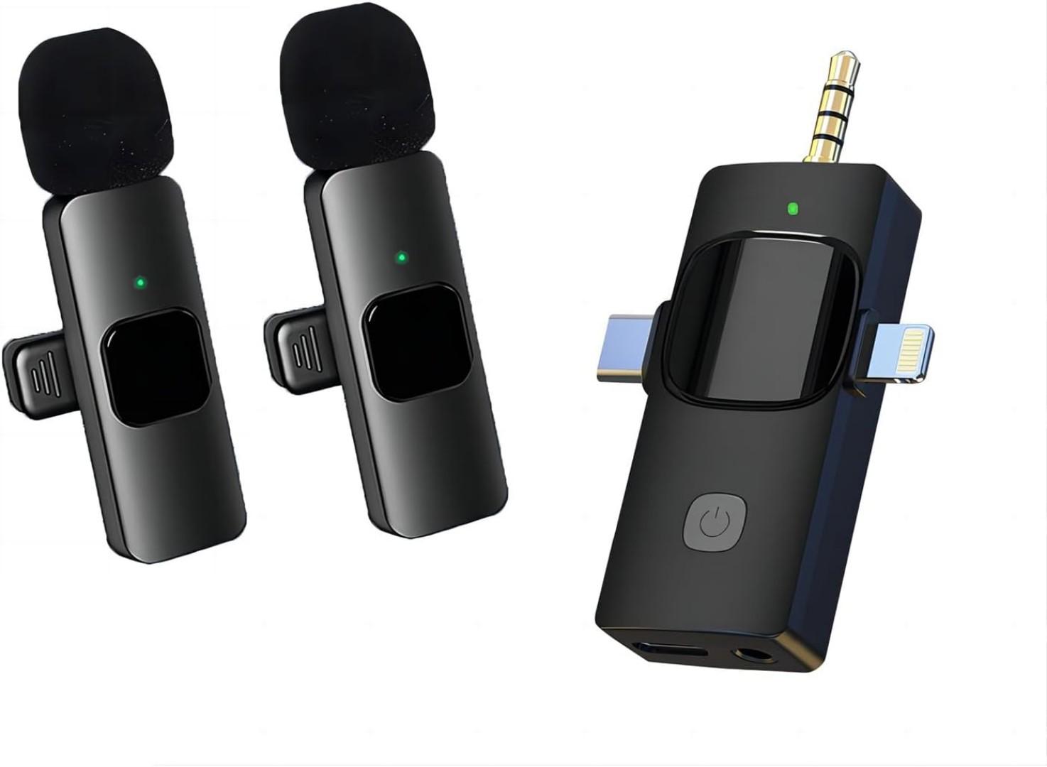 Wireless microphone lapel wireless microphone dual wireless microphones live streaming, TikTok podcast YouTubers wireless microphone for iphone, type C, normal android and camera