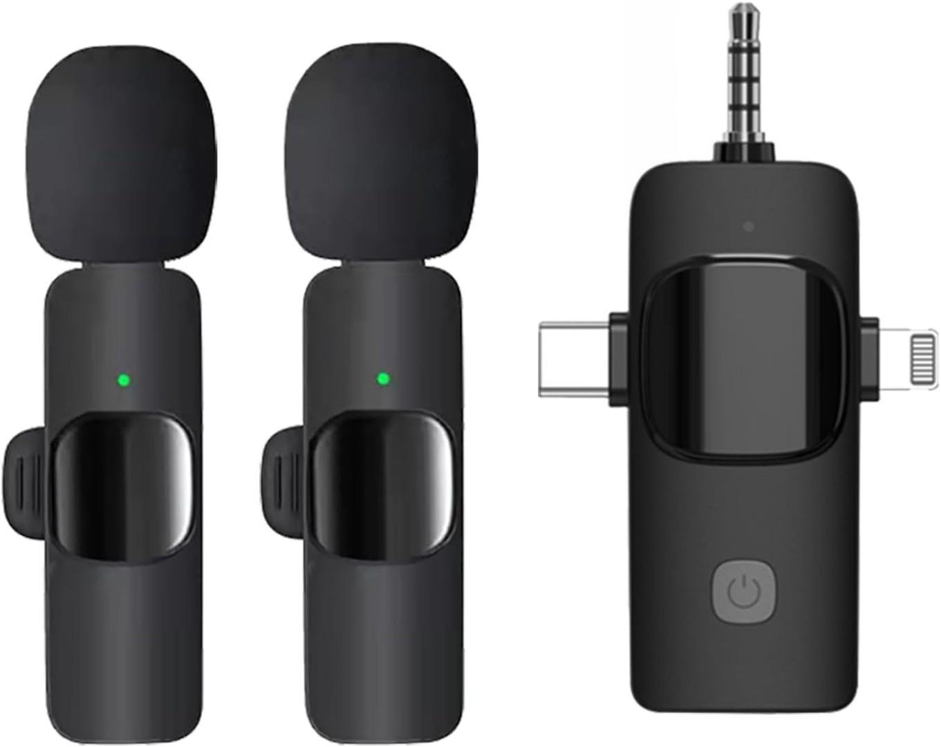Wireless microphone lapel wireless microphone dual wireless microphones live streaming, TikTok podcast YouTubers wireless microphone for iphone, type C, normal android and camera