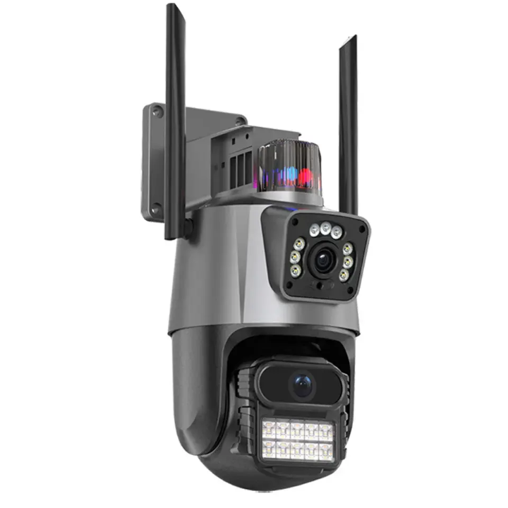 Icsee  Dual lens CCTV WIFI CAMERA outdoor waterproof CCTV camera with motion tracking, siren, two way communication,HD super clear video,SD card & cloud storage option (not provided),night vision,360°