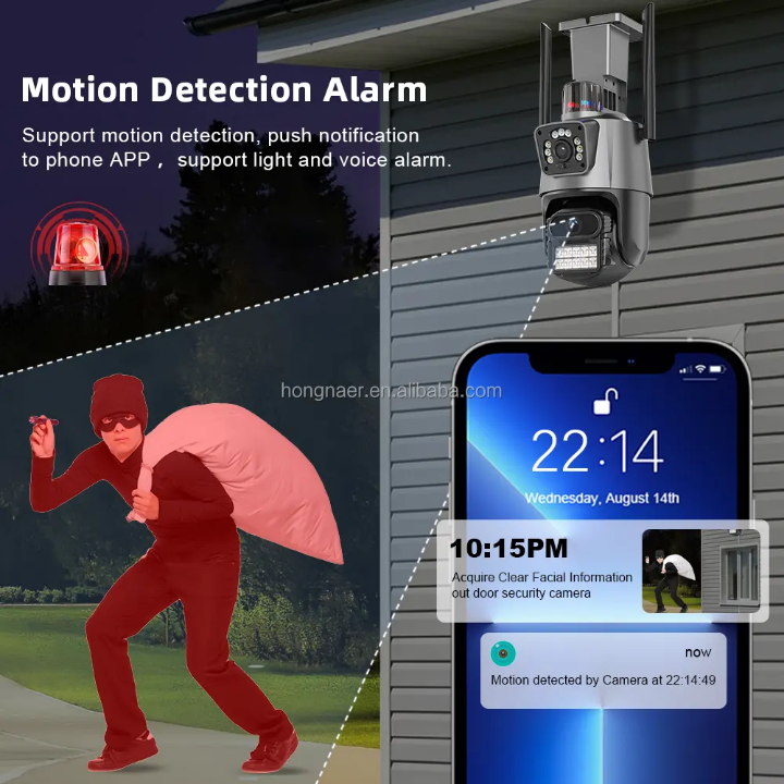 Icsee  Dual lens CCTV WIFI CAMERA outdoor waterproof CCTV camera with motion tracking, siren, two way communication,HD super clear video,SD card & cloud storage option (not provided),night vision,360°
