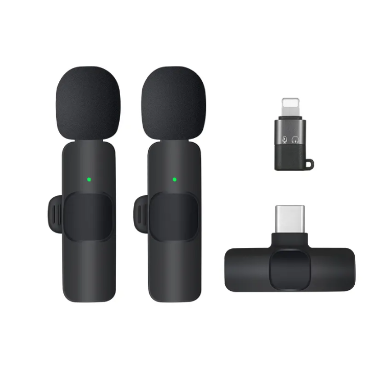 K9 Dual wireless microphone compatible with all phones, plug and play crystal clear sound recording