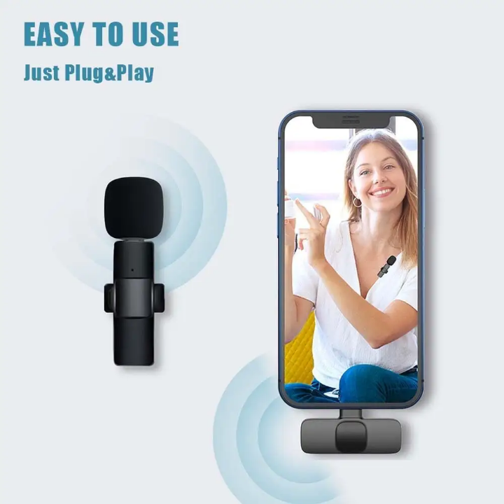 K9 Dual wireless microphone compatible with all phones, plug and play crystal clear sound recording