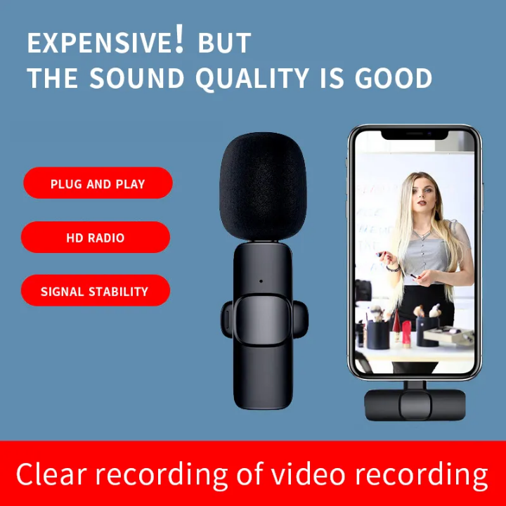 K9 Dual wireless microphone compatible with all phones, plug and play crystal clear sound recording