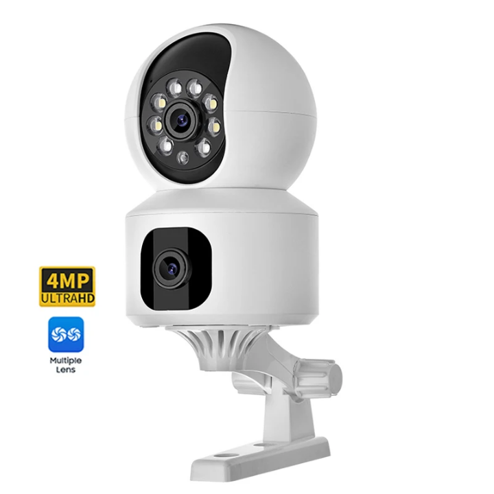 Dual lens CCTV camera smart dual lens CCTV camera wireless PTZ dual lens CCTV camera indoor surveillance CCTV camera wifi CCTV camera dual lens CCTV camera with motion tracking, two way communication,