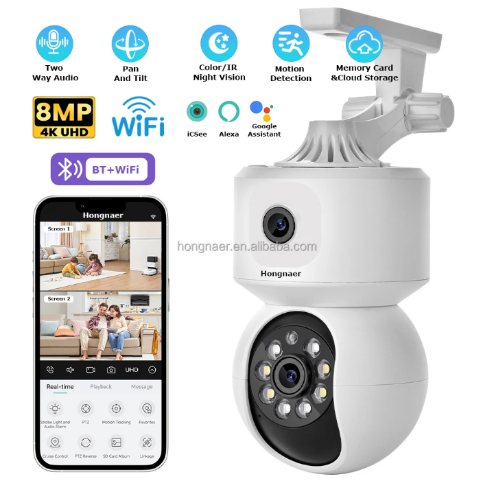 Dual lens CCTV camera smart dual lens CCTV camera wireless PTZ dual lens CCTV camera indoor surveillance CCTV camera wifi CCTV camera dual lens CCTV camera with motion tracking, two way communication,