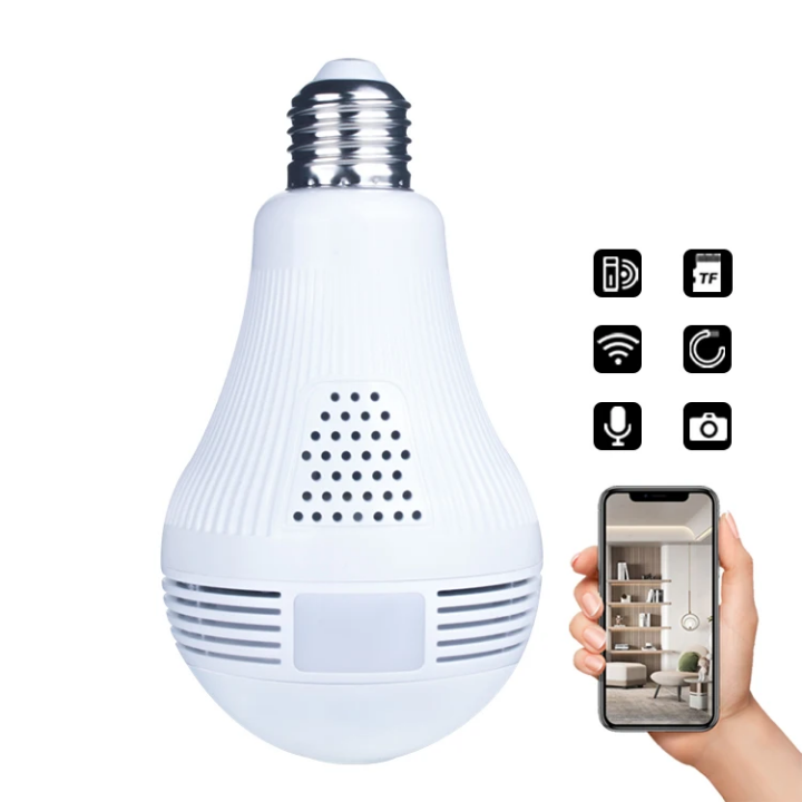 Wireless CCTV bulb camera smart wifi CCTV bulb camera Wireless nanny bulb CCTV camera nanny bulb camera motion tracking, siren, two way communication, night vision,4MP CCTV nanny CCTV camera