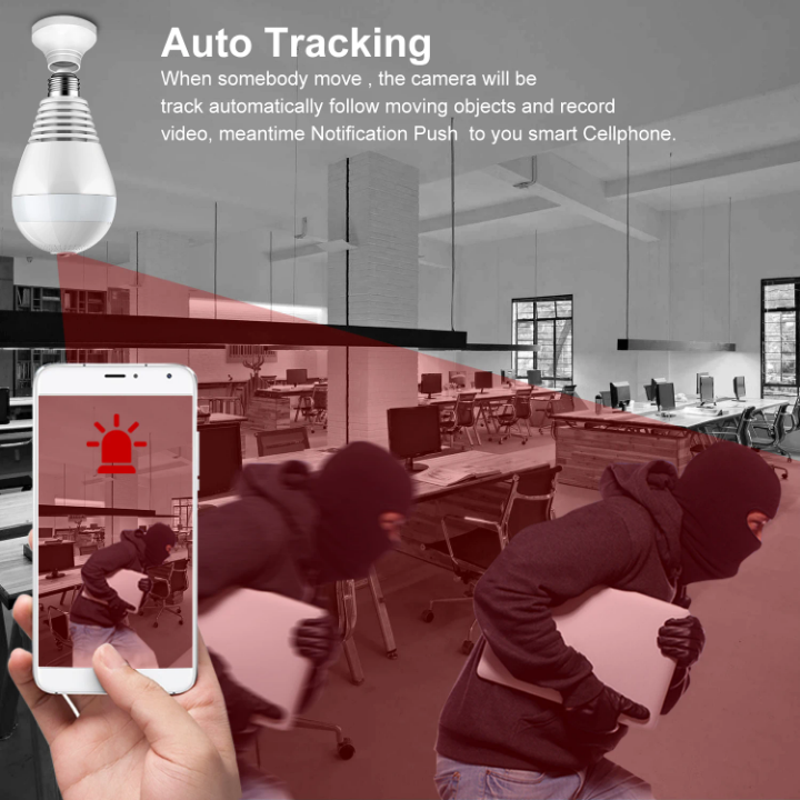 Wireless CCTV bulb camera smart wifi CCTV bulb camera Wireless nanny bulb CCTV camera nanny bulb camera motion tracking, siren, two way communication, night vision,4MP CCTV nanny CCTV camera
