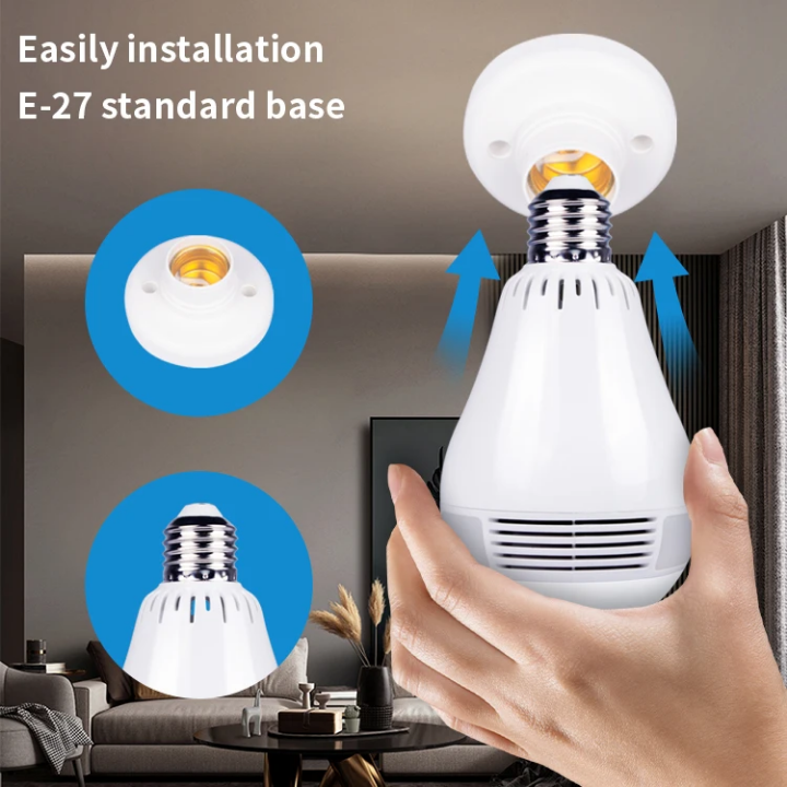 Wireless CCTV bulb camera smart wifi CCTV bulb camera Wireless nanny bulb CCTV camera nanny bulb camera motion tracking, siren, two way communication, night vision,4MP CCTV nanny CCTV camera