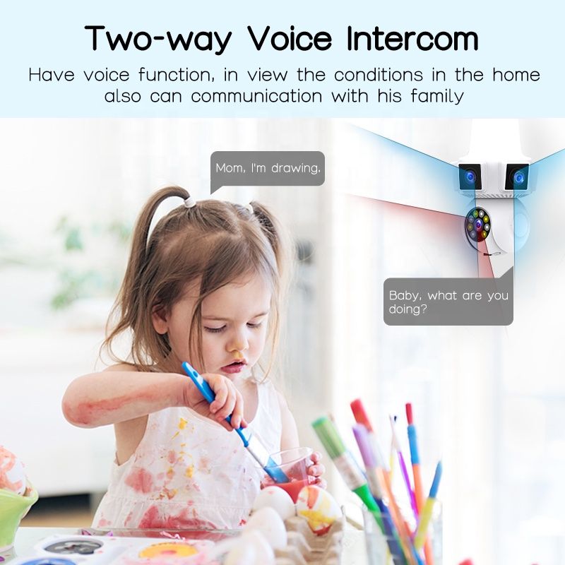 12mp E27 Three Lens Wireless Security Camera Light Bulb Home Two Way Audio Cctv Network Camera IP PTZ Mini Wifi Camera