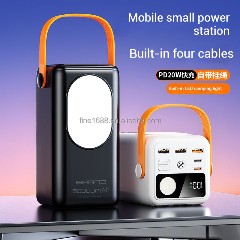 30000mAh power bank Large Capacity 22.5W Fast Charging Mobile Power Bank Detachable Four charging cables TYPE-C Bidirectional Fast Charging 30000mAh Power Bank with flashlight