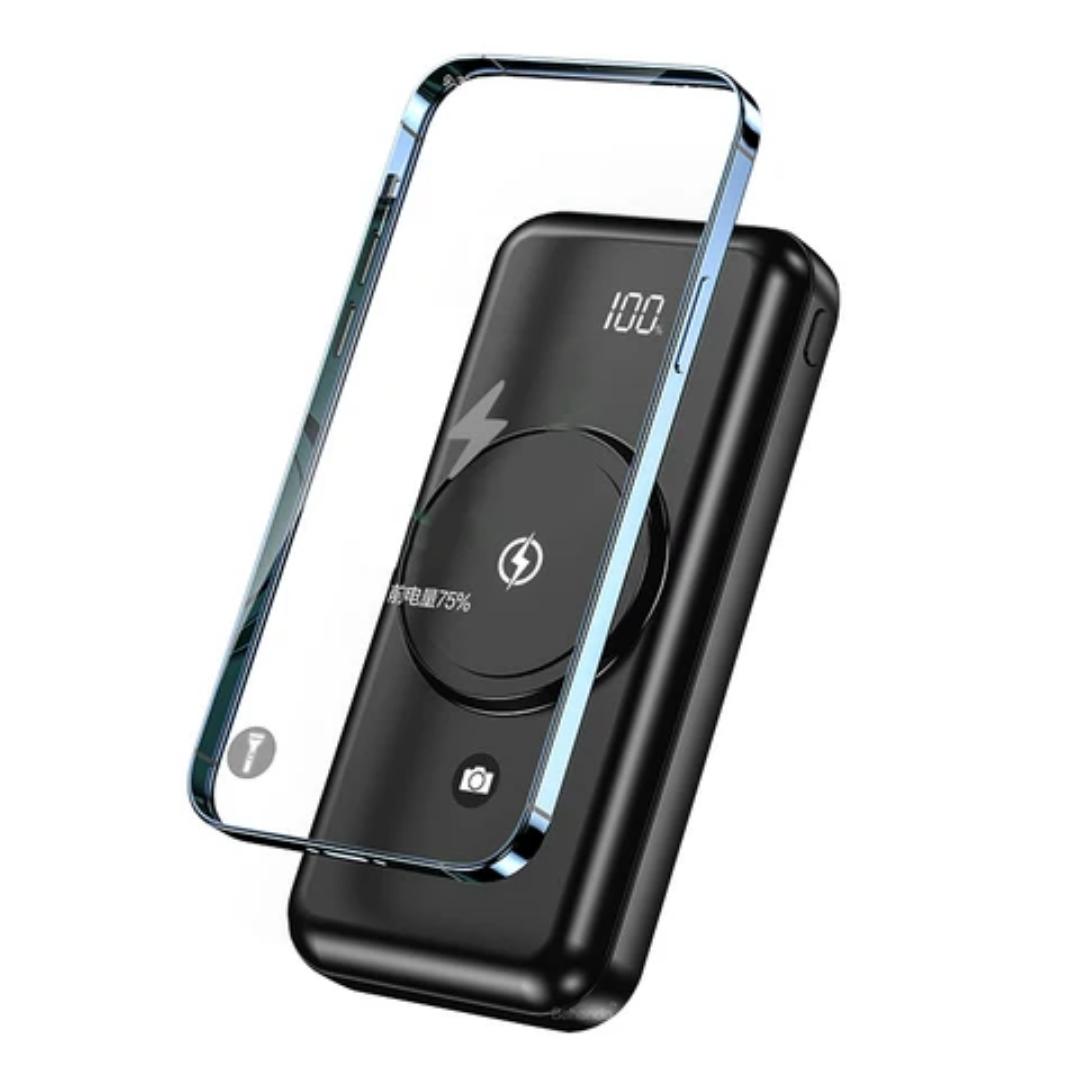 30000Mah Power Banks  Wireless Portable Charger Power Bank with Built in 4 Cable, 6 Outputs & 3 Inputs Fast Charging External Power Delivery USB-C Battery Pack, black color