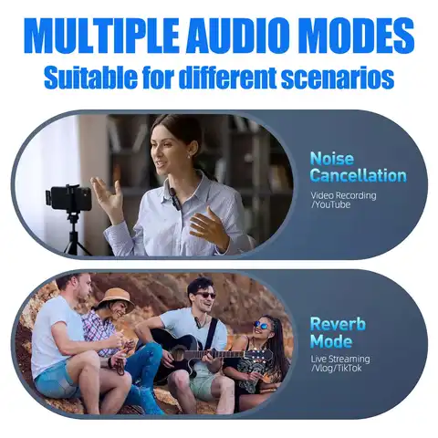 3 in 1 Wireless Lavalier Microphone for IPHONE/ANDROID/TABLET/Perfect for vlogging, podcasts, presentations, live performances, and professional recordings., Black