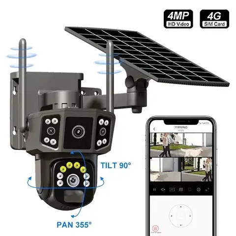 4G Solar Camera CCTV PTZ  dual lens CCTV Solar CCTV camera waterproof Human Motion Tracking, NIGHT VISION, Motion Detection, Face detection, Vandal-proof, Sound Detection, People Counting, PAN-TILT, T