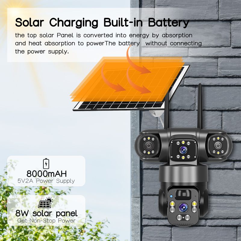 Solar CCTV camera 12MP V380 Pro 4G Solar Powered Wireless Human Motion Tracking PTZ 4g Camera Solar Sim CCTV Camera for Home