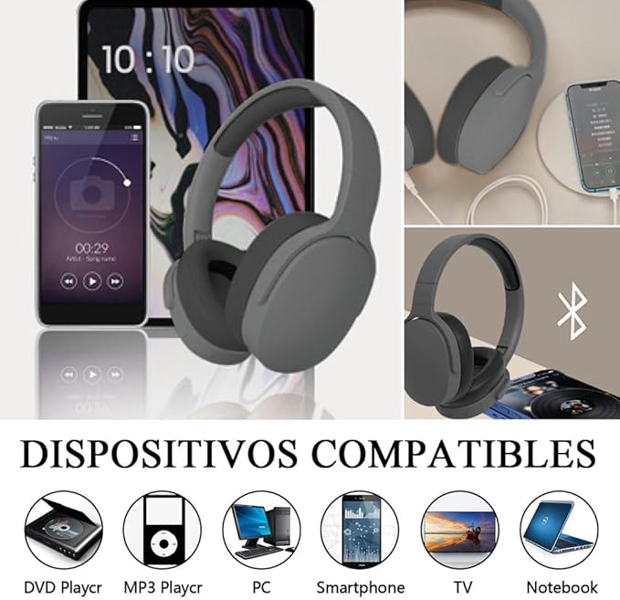 Folding Wireless Sports Earphone Stereo BT Headset with On-Ear Design Gaming Headsets for Mobile Phones  Wireless Headphones Bluetooth HD Microphone Foldable Headphones Wireless Hi Fi Stereo Cancellat