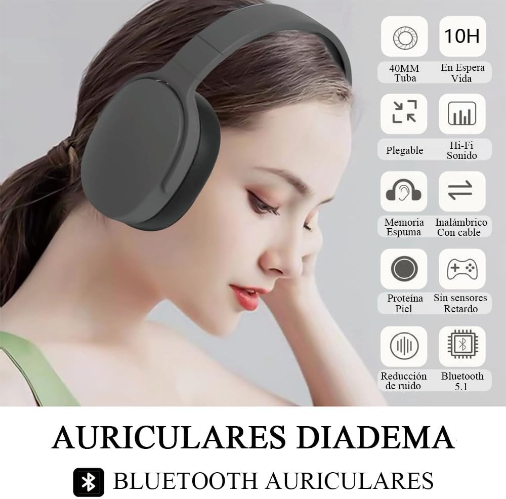 Folding Wireless Sports Earphone Stereo BT Headset with On-Ear Design Gaming Headsets for Mobile Phones  Wireless Headphones Bluetooth HD Microphone Foldable Headphones Wireless Hi Fi Stereo Cancellat