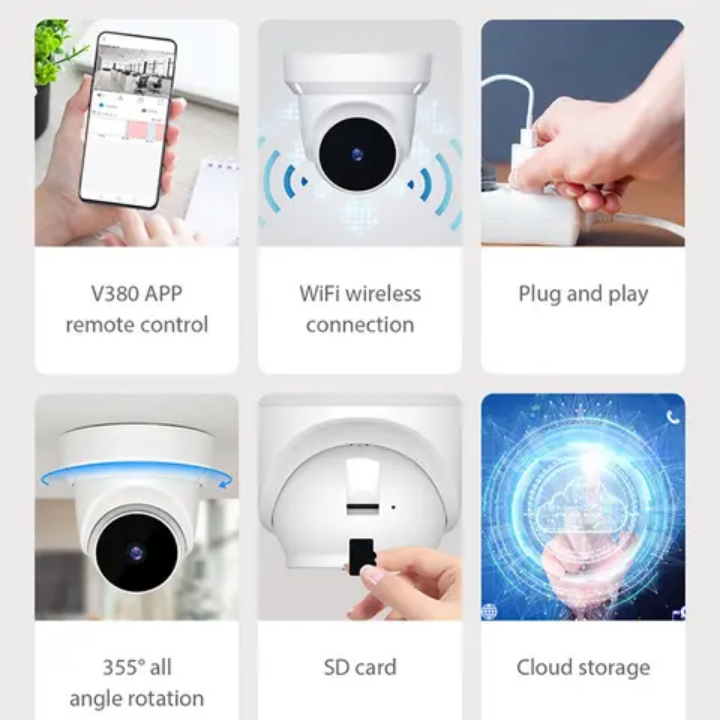 5MP WIFI CCTV CAMERA FULL HD Colored videos PTZ camera with inbuilt siren,night vision,2 way communication, morion detection,sd car and cloud storage,360° rotation for home and work surveillance