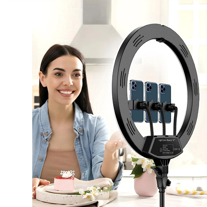 18inch ring light with Tripod stand,remote shutter, phone holders 18inch Ring Light huge super bright 18inch Ring Light for live streaming, photography, video shooting,content creation,TikTok, podcast