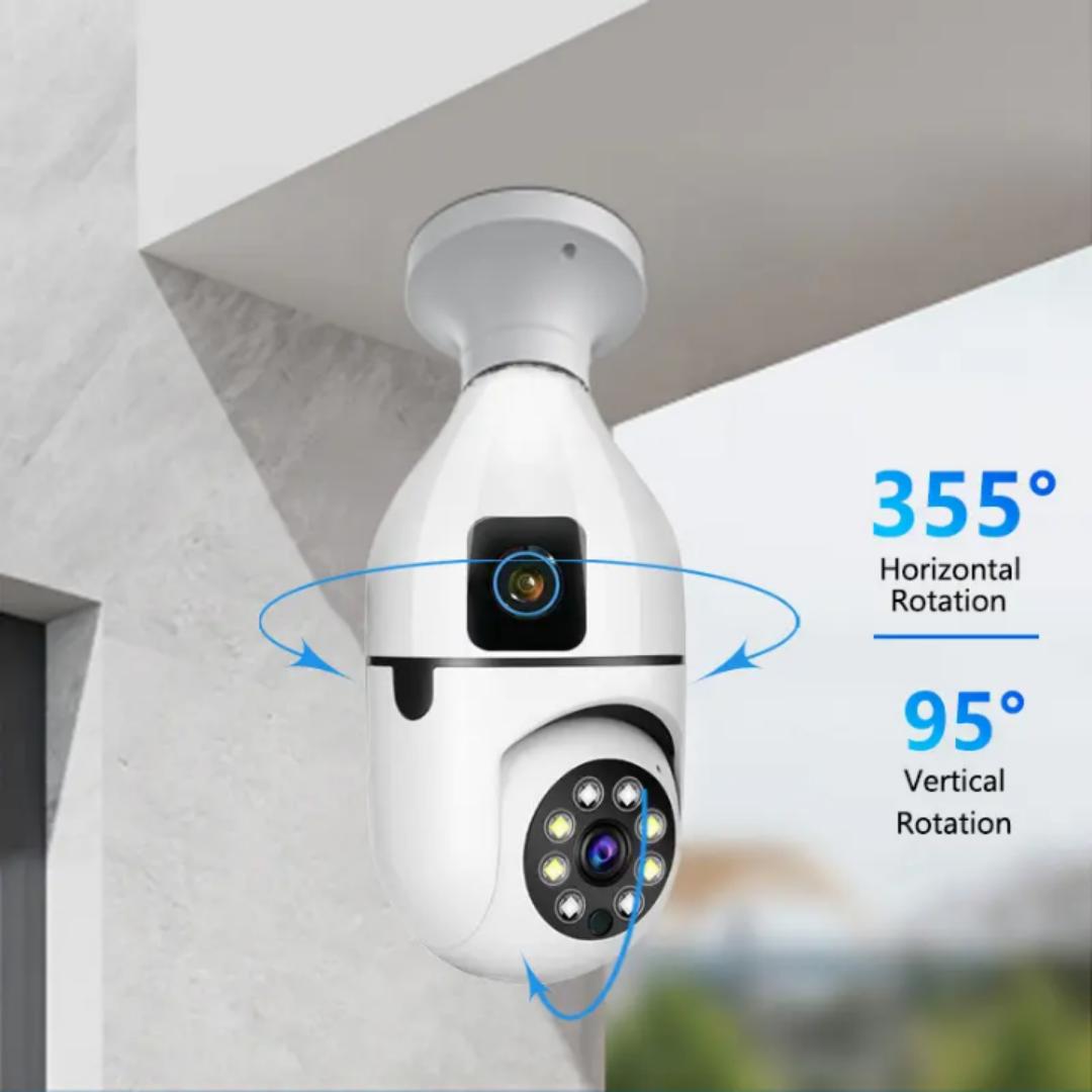 Dual lens bulb camera smart CCTV bulb camera dual lens CCTV camera