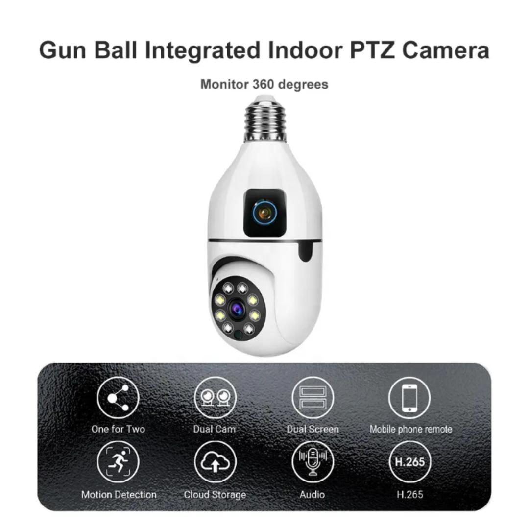 Dual lens bulb camera smart CCTV bulb camera dual lens CCTV camera