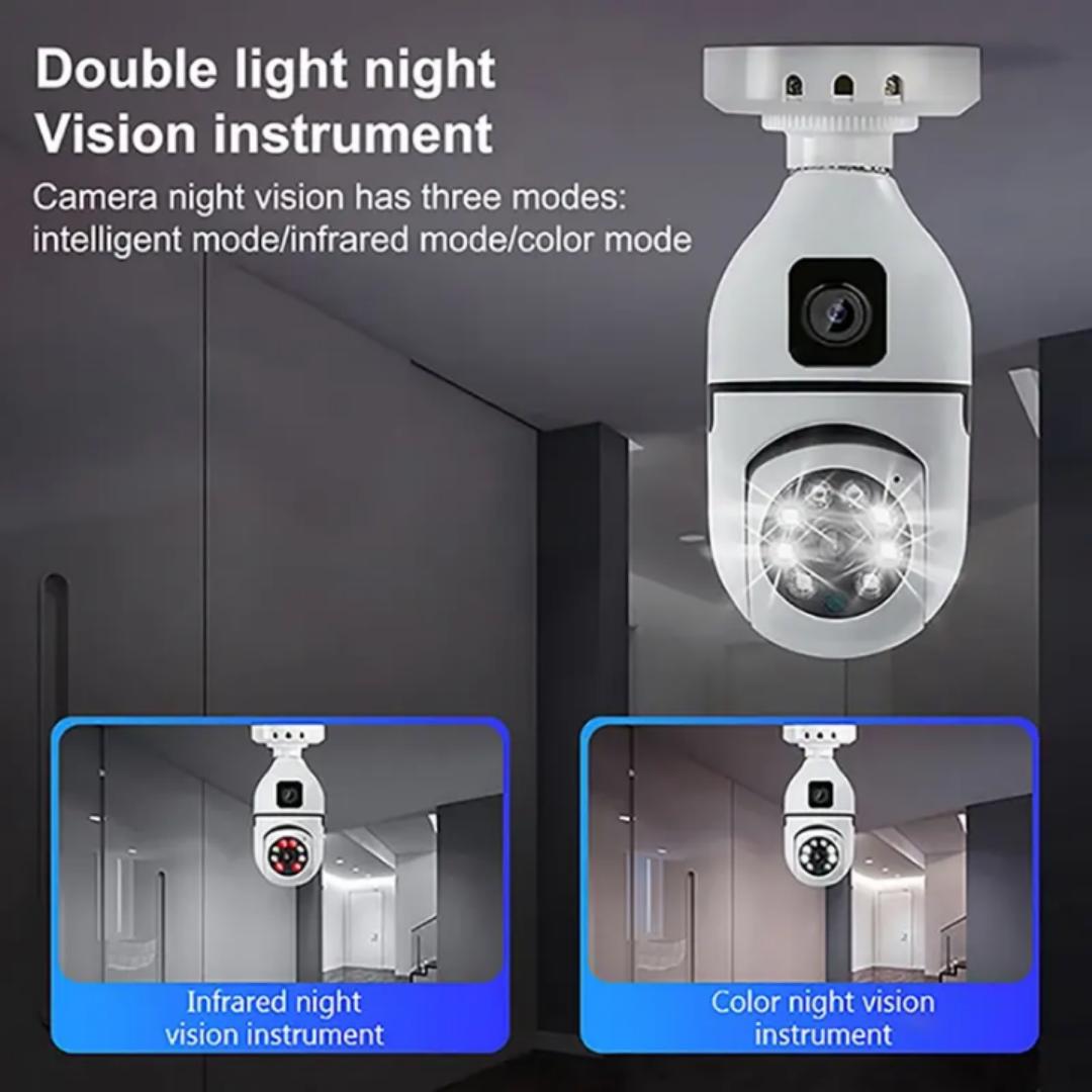 Dual lens bulb camera smart CCTV bulb camera dual lens CCTV camera